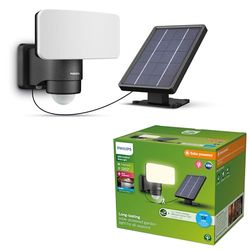PHILIPS Tylus, Luce solare di sicurezza UltraEfficient, per Esterni, con Sensore di Movimento, 5000K, Nera