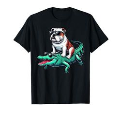 English Bulldog Dog Crocodile Sunglasses T-Shirt