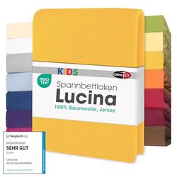 CelinaTex Lucina for Kids Peuters Hoeslaken Set van 3 60x120-70x140 cm maïsgeel katoen hoeslaken