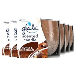 Glade Jar Candle, Scented Candle Infused with Essential Oils, Up to 29 Hour Burn Time, Honey & Chocolate, Pack of 6 (6 x 120g)