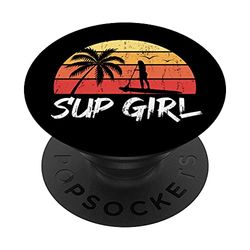 Surfista Di Pagaia Ragazza Pagaiare In SUP Paddleboard PopSockets PopGrip Intercambiabile