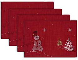 DII Christmas Kitchen, Polyester, Red, Snowman Placemat Set, 13x19