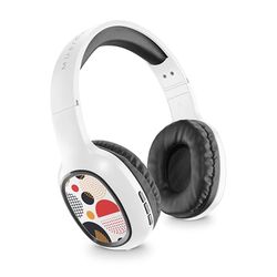 Music Sound SHINY bezprzewodowe słuchawki douszne z nausznikami, do słuchania dźwięku, dostępne w kolorach i wzorach, czas odtwarzania 14 godzin, biały