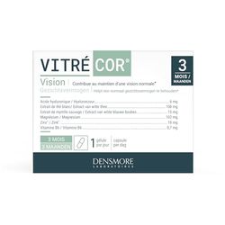 Densmore - Vitrécor - Complément Alimentaire Vision - Améliore le Confort Visuel et Contribue au Maintien de la Vision - Zinc, Magnésium, Vitamine B6-90 gélules - Cure de 3 mois - Fabriqué en Europe