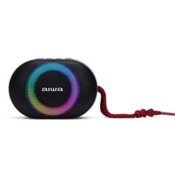 Aiwa BST-330RD - Altavoz TWS Bluetooth Compacto, Duradero y Potente con tecnología Hyperbass, (10W de Potencia. Iluminación RGB, Lector de Tarjetas, Resistente al Agua). Color: Negro y Rojo