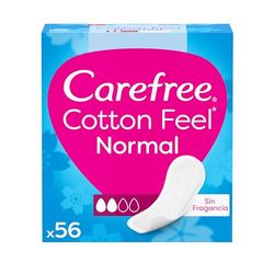 Carefree Cotton Feel Normal Sin Fragancia Protegeslips (56 unidades), protege slips de absorbencia normal y transpirables de uso diario, protege slips para todo tipo de braguitas