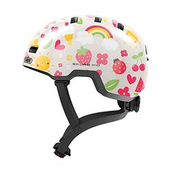 ABUS kinderhelm Skurb Kid - robuuste fietshelm in skaterlook met ruimte voor een vlecht of staart in diverse designs - voor meisjes en jongens - Beige, maat M