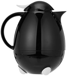 Leifheit Termo Columbus 1,0 L negro brillo intenso, termo grande con tecla de aroma para aprox. 8 tazas, termo portátil para servir con una mano