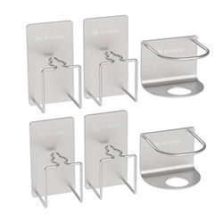 Rich&Ray Confezione da 6 portaspazzolino elettrico, dentifricio, tazza in acciaio inox, montaggio a parete, autoadesivo (2 supporti per dentifricio + 4 portaspazzolino)