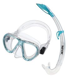 Seac Set Bella, Kit maschera e boccaglio snorkeling per bambini, trasparente/aquamarina