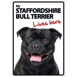 Magnet & Steel Panneau animal Staffordshire Bull Terrier Lives Here