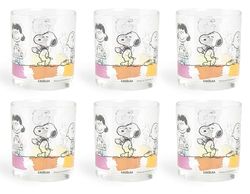 Excelsa Peanuts Set 6 Bicchieri Acqua, Capacità 250 Ml., Vetro, Decoro Peanuts