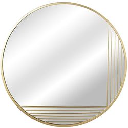 DRW Espejo de Pared Redondo de Metal en Dorado 100x1,5cm