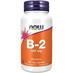 Now Foods, Vitamina B2 (Riboflavina), 100mg, 100 Cápsulas veganas, Testadas en Laboratorio, Sin Gluten, Sin Soja, Vegetarianas, No GMO