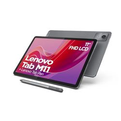 Lenovo Tableta Tab M11, Pantalla táctil WUXGA de 11 Pulgadas, MediaTek Helio G88, 4 GB de RAM, 128 GB eMMC 5.1, Android 13, Gris, Incluye lápiz Tab Pen