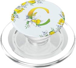 Monograma de flores de narciso Boho Bloom Letra C Art Inicial PopSockets PopGrip para MagSafe