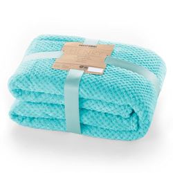 DecoKing Scandanavian style Blanket microfibre cosy Blanket Fleece bedspread Soft smooth Cuddly, Microfibre, turquoise, 220 x 240 cm