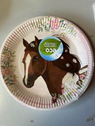 amscan 9909874-66 – Assiettes Beautiful Horses 8 pièces, diamètre 22,8 cm, papier, chevaux, assiettes en carton, assiettes jetables pour fête d'anniversaire d'enfant
