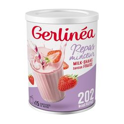 Gerlinéa Boisson Milkshake goût Fraise - Repas Riche en protéines - Poudre à reconstituer - contient 15 repas - 220385