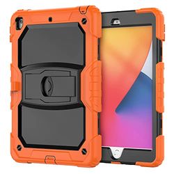 IPad mini6 med stöd, hållbar, hybrid, stötdämpande, resistent, silikonskydd för tre lager för barn (svart)