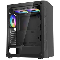 VEVOR Caja de PC Torre Media con Panel de Vidrio Templado Alto Flujo de Aire 3 Ventiladores ARGB de 120 mm Gestión de Cables Compatible con GPU hasta 320 mm de Longitud Compatible con ATX/M-ATX/ITX