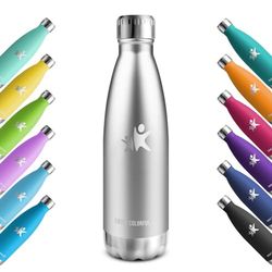 KollyKolla Stainless Steel Water Bottle, 500 ml, Vacuum Thermos Flask, Water Bottle, Leak-Proof, BPA-Free Thermos Flask, Suitable for Carbonated Drinks, for Sports, School, University, Yoga, Sports,