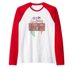 Inglese Italiano Fingerprint Pride Maglia con Maniche Raglan