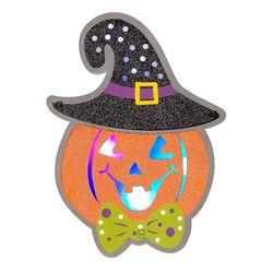 Widmann 86856 86856 pompoen met heldere, veelkleurige LED-lampen, 26 x 19 cm, decoratie, wanddecoratie, Halloween, themafeest, eenheidsmaat