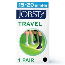 JOBST Resestrumpor för kvinnor och män – hjälper till att förhindra resetromboser – mjuka, andas tack vare 33% bomull, svart, storlek 4
