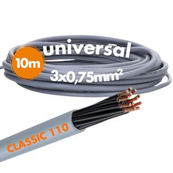 10 meter Lapp 1119803 Ölflex Classic 110 pvc-bedieningsleiding 3x0,75 mm² zonder groen-gele beschermende geleiders I stuurkabel 3-aderig I kabel 3-aderig