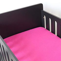 Trois Kilos Sept - Drap Housse Bébé - 100% Coton - Label Oeko-Tex® - Jersey Extensible - Framboise - 70x140 cm