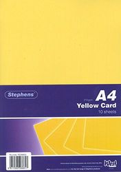 Stephens Coloured Card Yellow A4 210gsm 10 Sheets, Great For Printing, Photocopying, Card Making, Decoupage, And Scrapbook Designs, Perfect Cardboard Base For Craft Projects, Essential Stationery Item