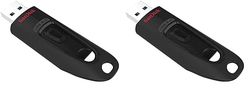 SanDisk 64GB Ultra USB Flash Drive USB 3.0 Up to 130 MB/s Read, Black, (Pack of 2)