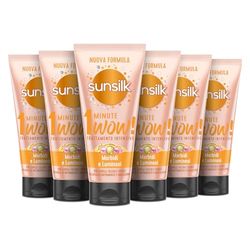 Sunsilk, Trattamento Intensivo 1 Minute Wow, Maschera Capelli Secchi, Linea Morbidi e Luminosi, Trattamento Capelli Danneggiati, con Oli Nutrienti, Cheratina e Biotina, 6 Pezzi da 180ml