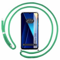 Tumundosmartphone Custodia a sospensione trasparente per Xiaomi Poco C65 con cordino verde acqua