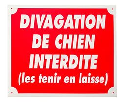 JANUEL - Signaalbord Akylux Divagatie van honden, interdit – 25 cm x 30 cm, rood