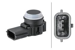HELLA 6Px 358 141-761 Capteur, Aide Au Stationnement - 3Pôle - Inséré - Revernissable - Avec Bague De Fixation