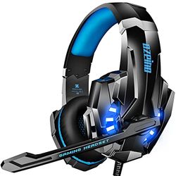 Ozeino Gaming headset voor PS4 PS5 3D surround sound noise cancelling hoofdtelefoon met microfoon voor PC Xbox One Switch met ledlicht