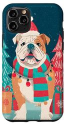 English Bulldog Christmas Dog Santa Hat Scarf Case for iPhone 11 Pro