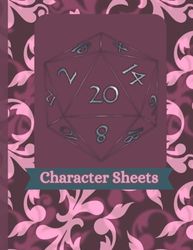 Black and White RPG Character Sheet Journal Ornate Pink: Access your character details in one easy place during your campaign!