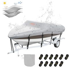 VEVOR Housse de Bateau Imperméable Bâche de Bateau 488-564 cm de Long 238 cm de Large Couverture de Protection pour Bateau à Coque V Oxford 600D Anti-UV avec Sac Amarrage Remorquage de Vedette Yacht