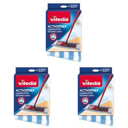 Vileda LavaTutto Ricambio, Panno in Cotone e Microfibra, Ricambio per LavaTutto Vileda Sistema Lavapavimenti, Massima Assorbenza e Pulizia (Confezione da 3)