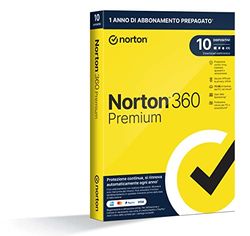 Norton 360 Premium 2025, Antivirus per 10 Dispositivi, Licenza di 1 Anno con Rinnovo Automatico, Pc, Mac, Tablet e Smartphone