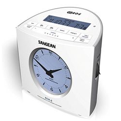Sangean RCR9W RCR-9 - Rádio relógio digital FM/Am com alarme, branco