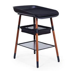 ChildHOME aankleedtafel, uitbreidbaar, 4 hoogtes, gemakkelijk te verplaatsen, wielen, remsysteem, robuust, opbergmand, incl. kussen, Evolux, zwart