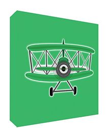 Feel Good Art PLANE2020-21ES - Dekorativ duk tjock solid front, flygplansdesign, 51 x 51 x 4 cm, färg Grön