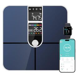 Healthkeep - Báscula de mano con 2 pantallas VA y tecnología de recubrimiento ITO, 16 datos corporales con frecuencia cardíaca APP para Andriod e iOS 180kg/400lb, color plateado