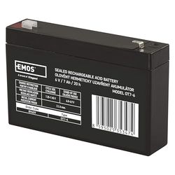 EMOS - Bateria de chumbo sem manutenção - 6 V 7 Ah - Bateria AGM - Conector Faston 4,7 mm - Para sistemas de alarme, alarme de incêndio, dispositivos SAI - 151 x 34 x 94 mm