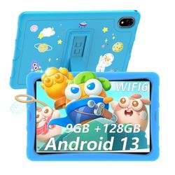 DOOGEE U10Kid Tablet dziecięcy 10,1 cala Android 13, tablet dotykowy Quad Core 9 GB +128 GB/TF 1TB, dzieci przestrzeń, Widevine L1, WiFi 6, GPS, 8MP+5MP, materiał silikonowy do żywności