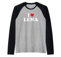 Lena - Regalo con nombre, I Love Lena Heart Lena Camiseta Manga Raglan